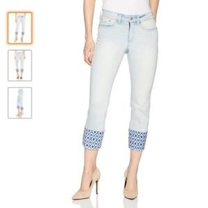 NYDJ Sheri slim ankle with printed raw hem